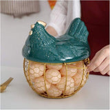 Egg Basket With Ceramic Chicken Cover