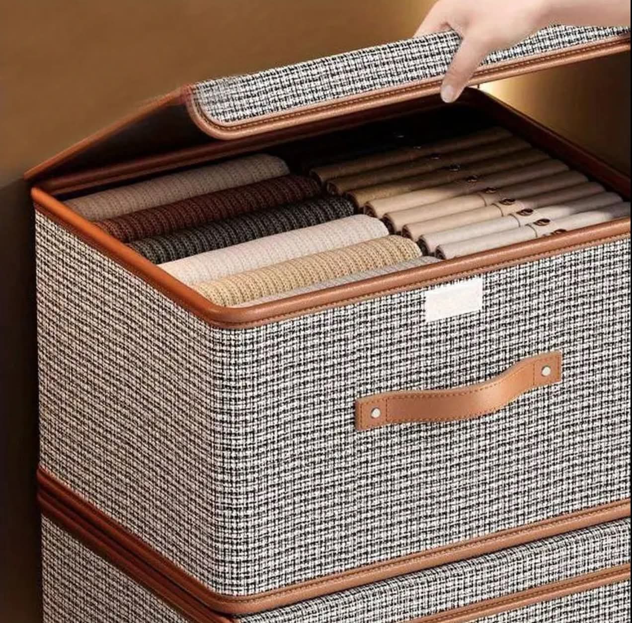 Foldable Fabric Storage Box With Flip Lid