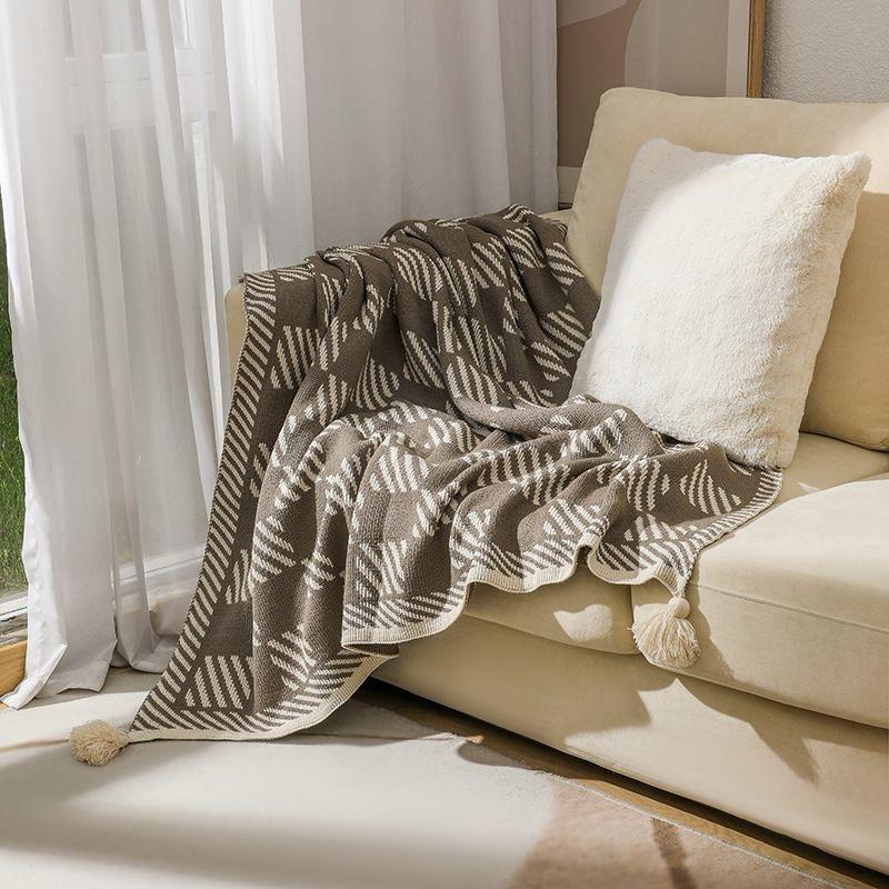 Bohemian Knitted Throw Blanket with Tassels