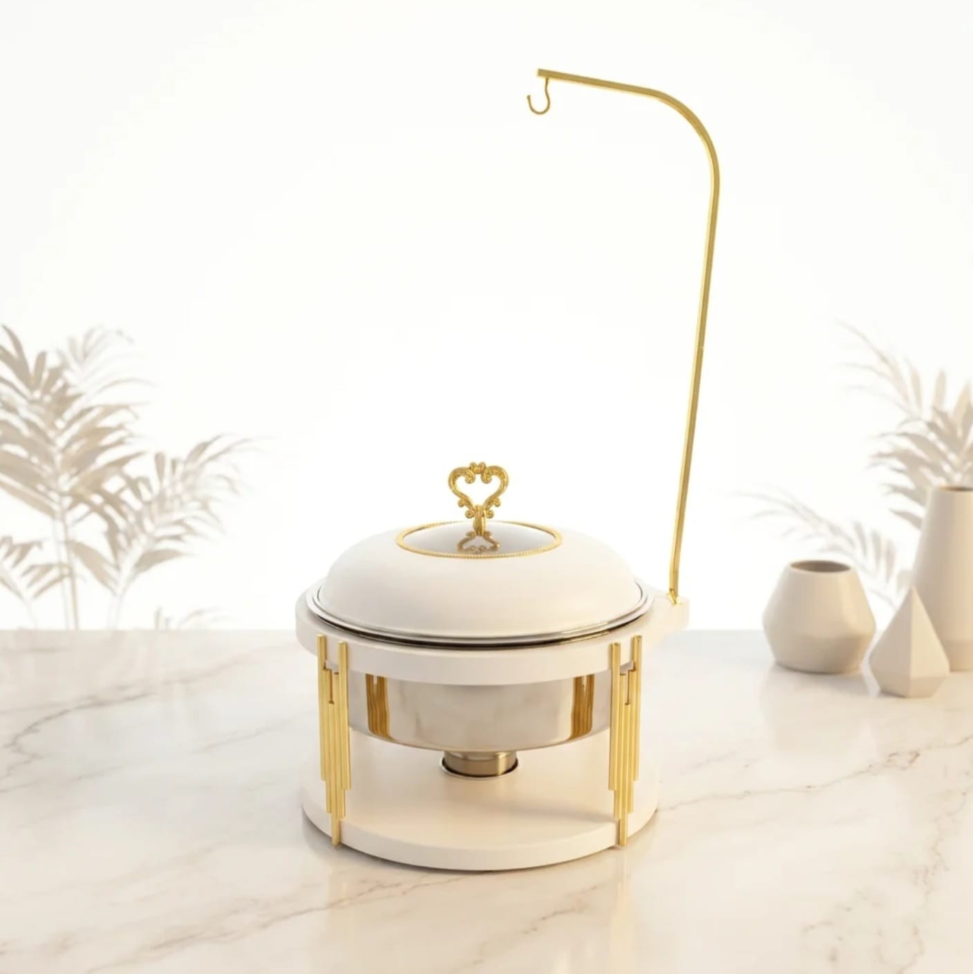 10L Round Chafing Dish Buffet Food Warmer with Hanging Lid