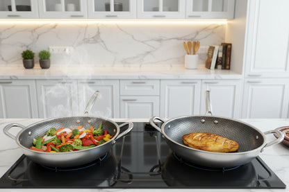 28cm Honeycomb stainless steel frying pan with non-stick surface for modern kitchen cooking