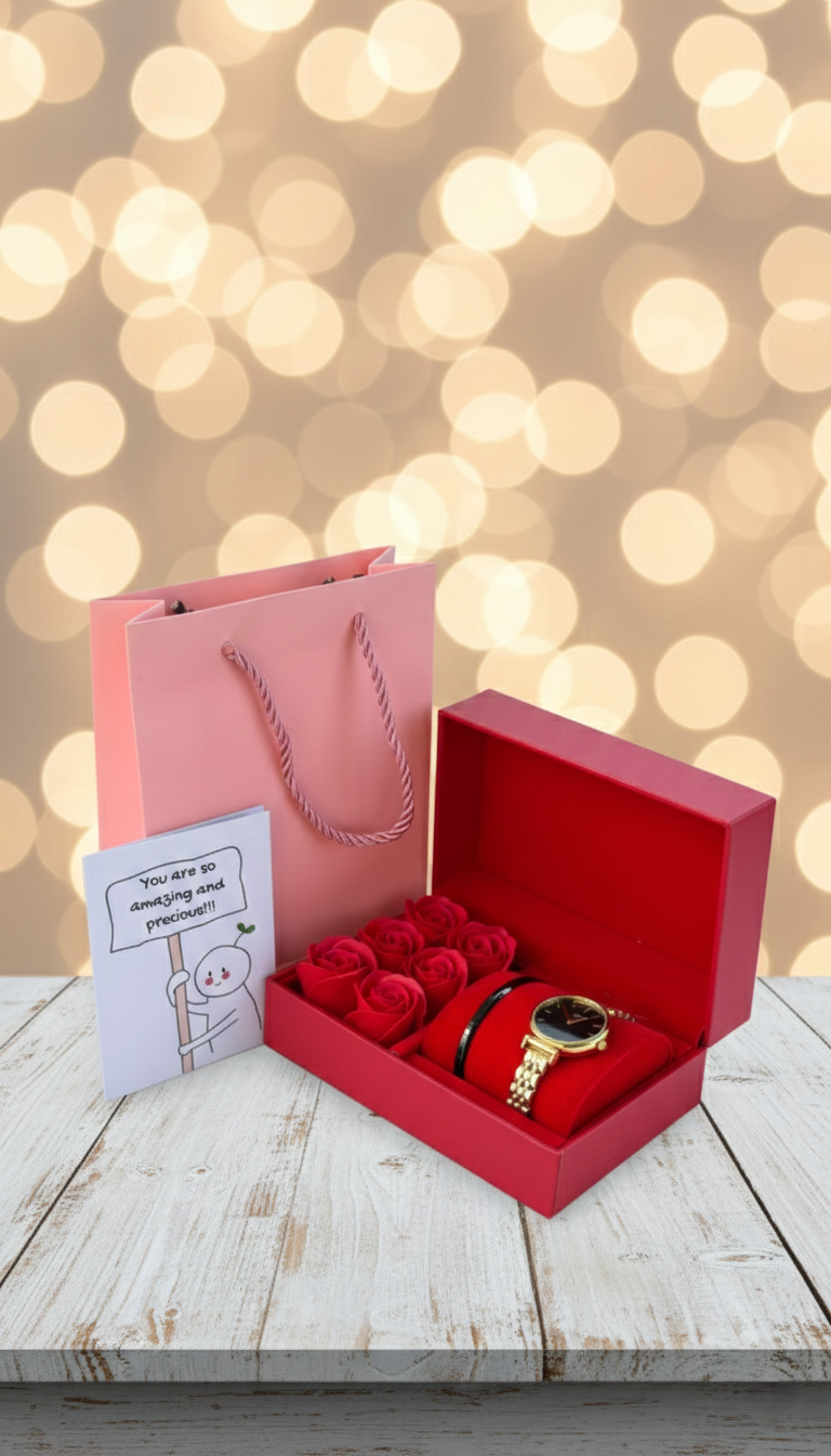 Ladies Watch & Rose Petals Gift Set