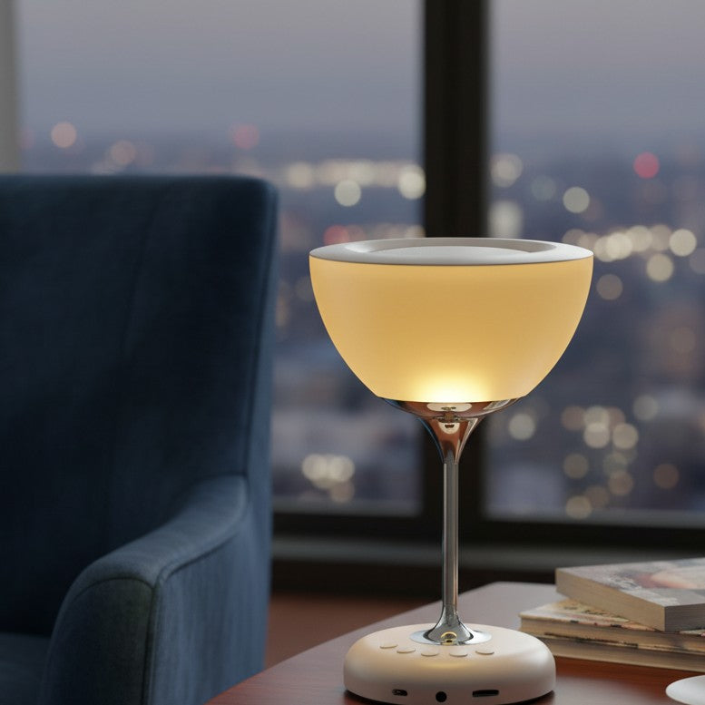 Novel Wine Glass Bedside Lamp With Bluetooth
