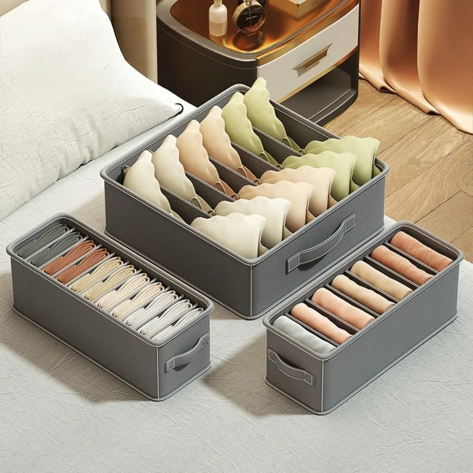 3-Piece wardrobe storage boxes for organizing bras underwear and pants