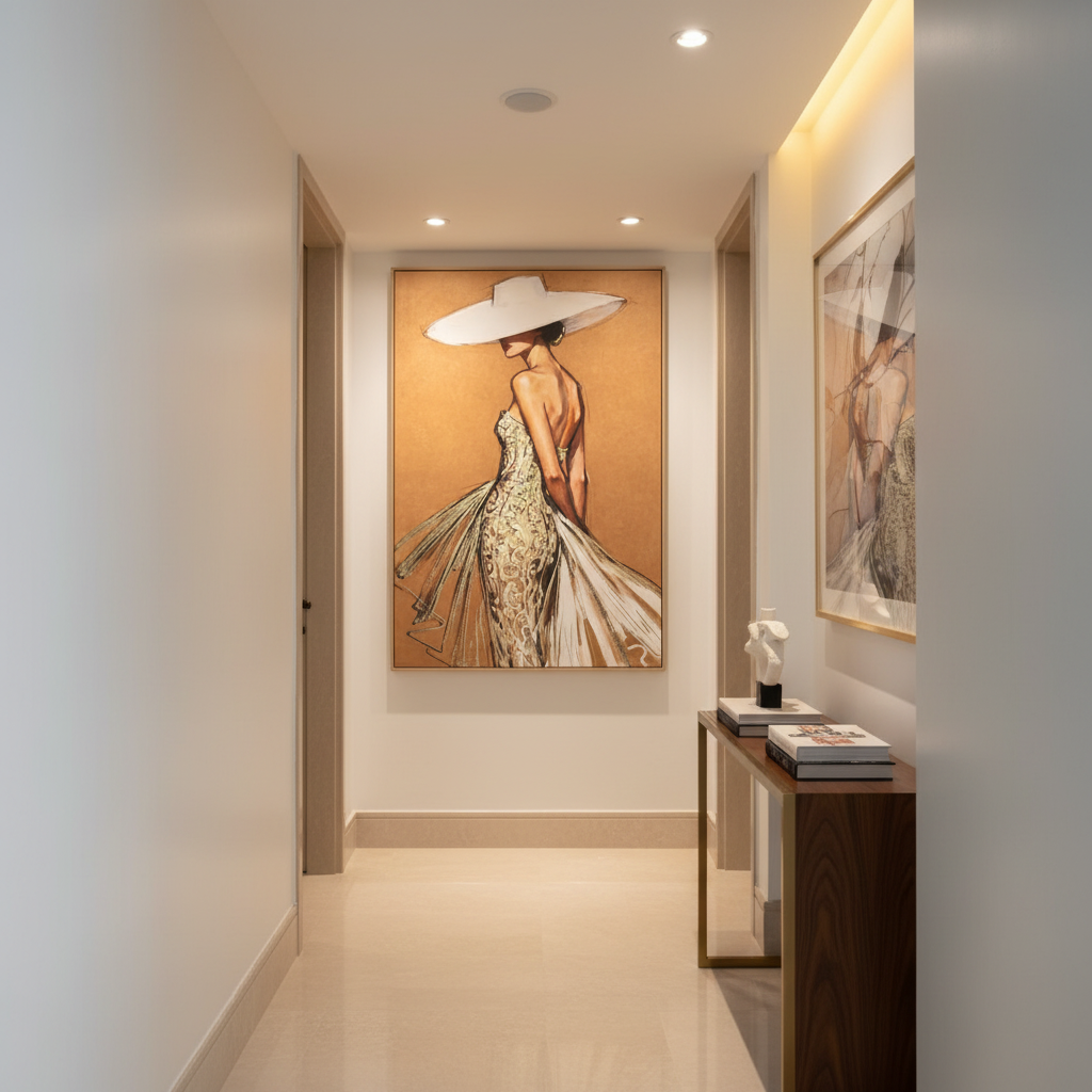 Lady Printed Oil Painting + Frame (80 × 120 × 3.5 cm)
