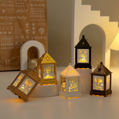 LED Ramadhan Kareem and Eid Mubarak lantern available in gold, black, and white for festive home décor