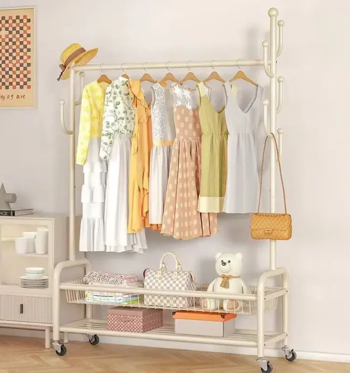 Metal Garment Rack with Storage Basket