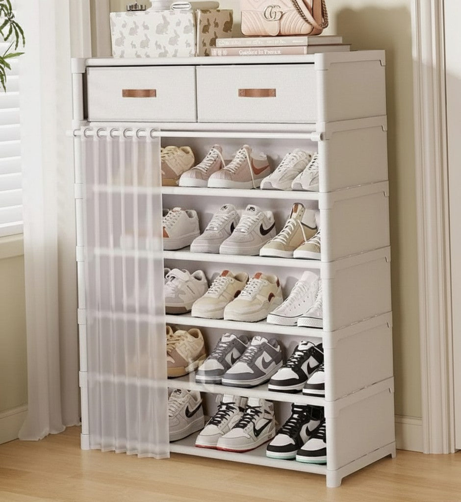 Multi-Layer Shoe Cabinet with Drawers