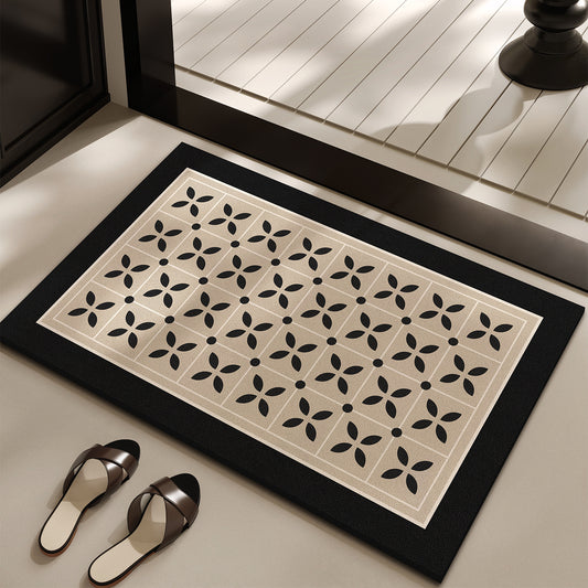 Big size absorbent bathroom and door mat with anti-slip rubber base for safe and dry flooring