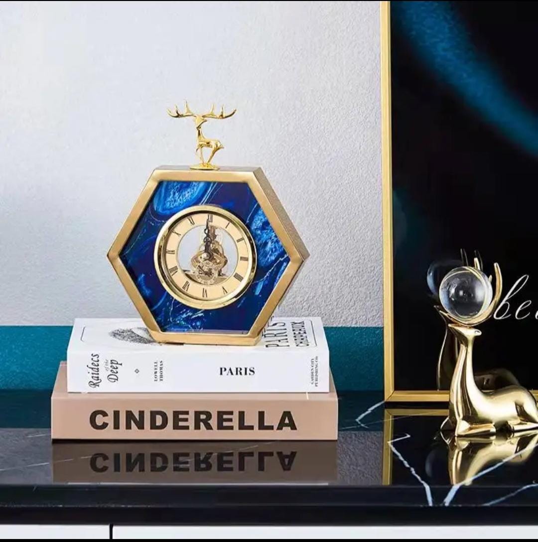 Gold Blue Desktop Clock
