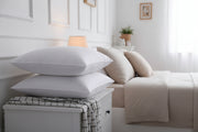 Printed white hollow microfiber bed pillows with patterns