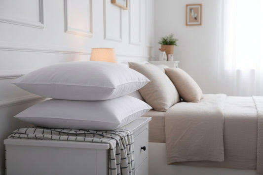 Printed white hollow microfiber bed pillows with patterns