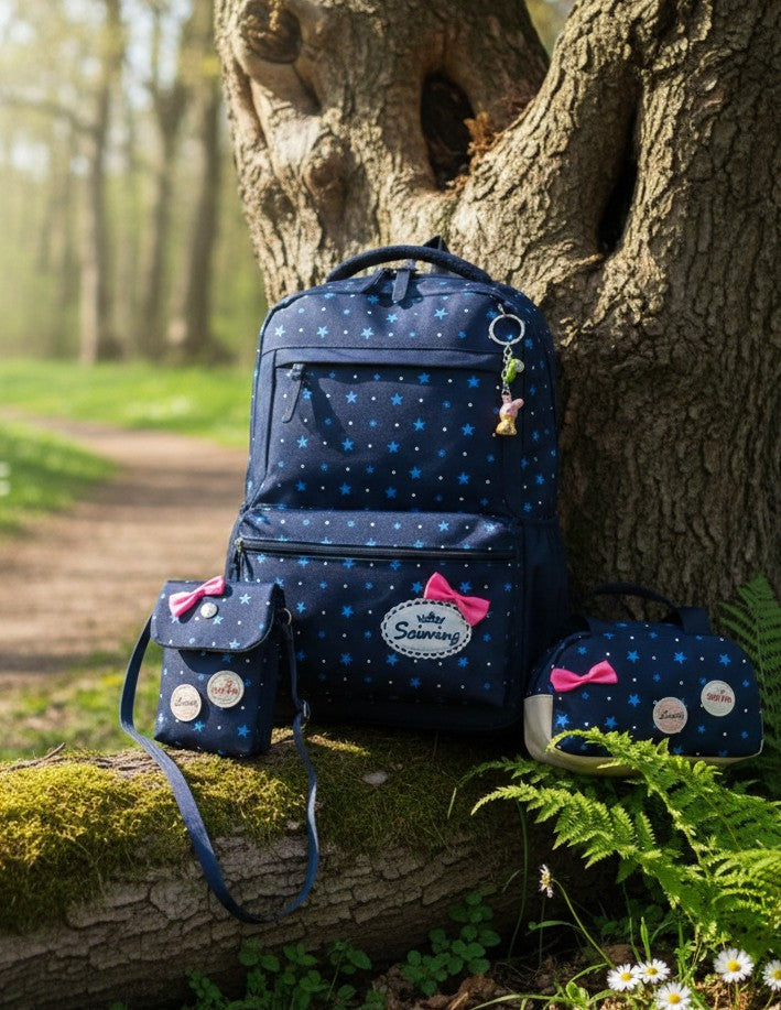 Colorful waterproof school bag for young girls, durable and spacious