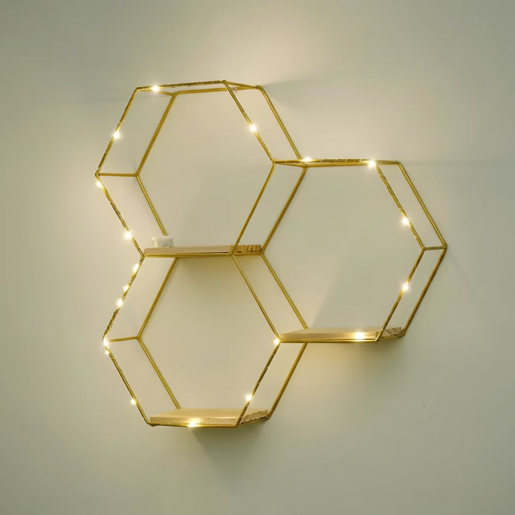 LED Hexagon Floating Wall Shelf
