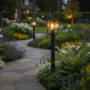 Black aluminum garden light with sleek design, outdoor lamp for pathways and landscape lighting