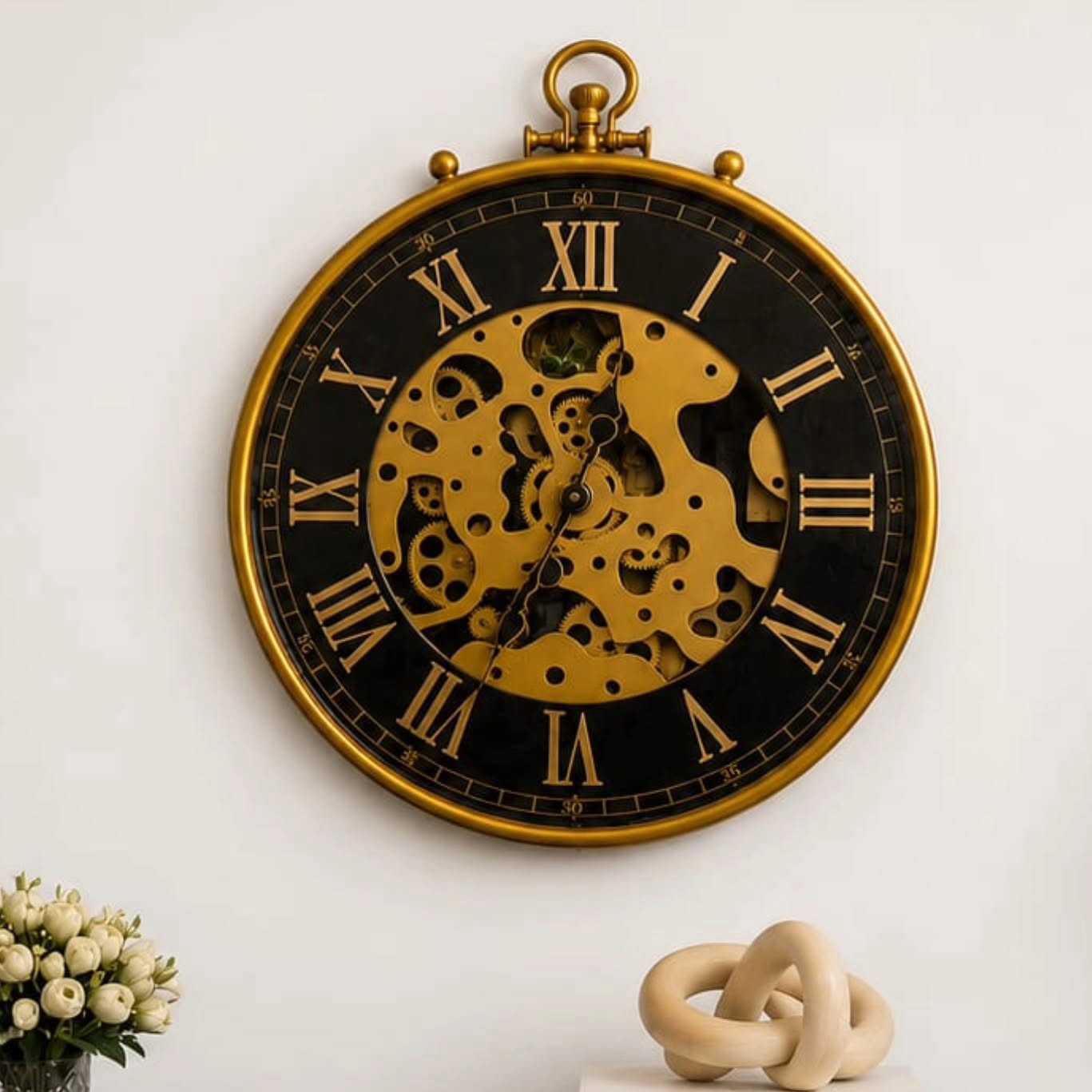 60cm Golden Vintage Gear Wall Clock