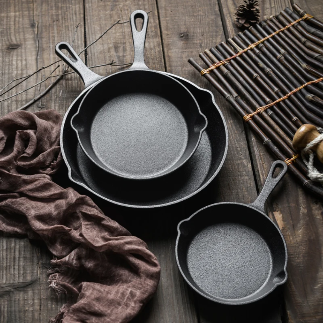 4pc Cast Iron Frying Cooking Pan