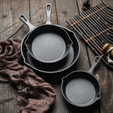 4pc Cast Iron Frying Cooking Pan