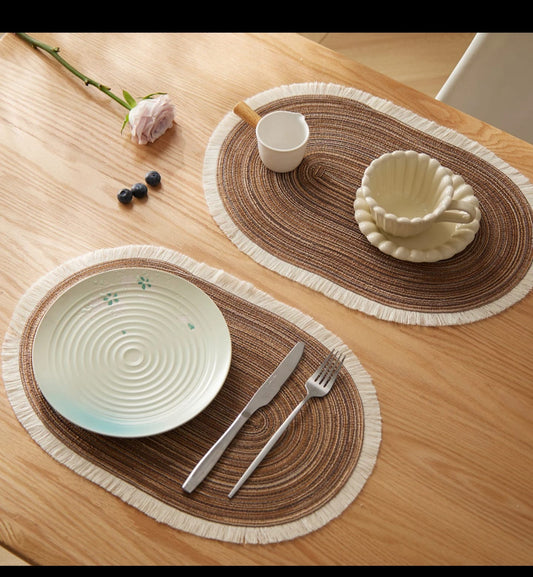 6-Piece Round Braided Table Mats – 38 cm