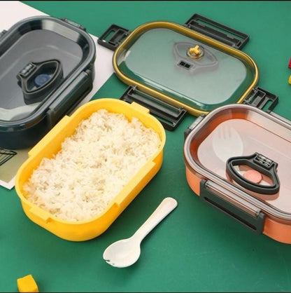 Microwaveable plastic snack box with spoon
