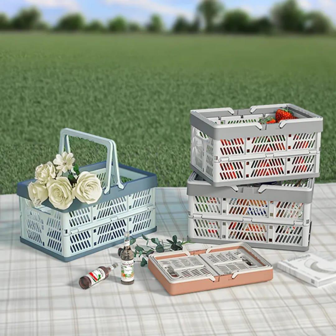 Foldable Collapsible Stackable Basket with Handles