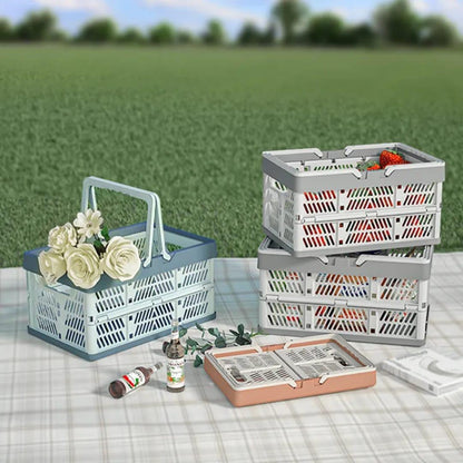 Foldable Collapsible Stackable Basket with Handles