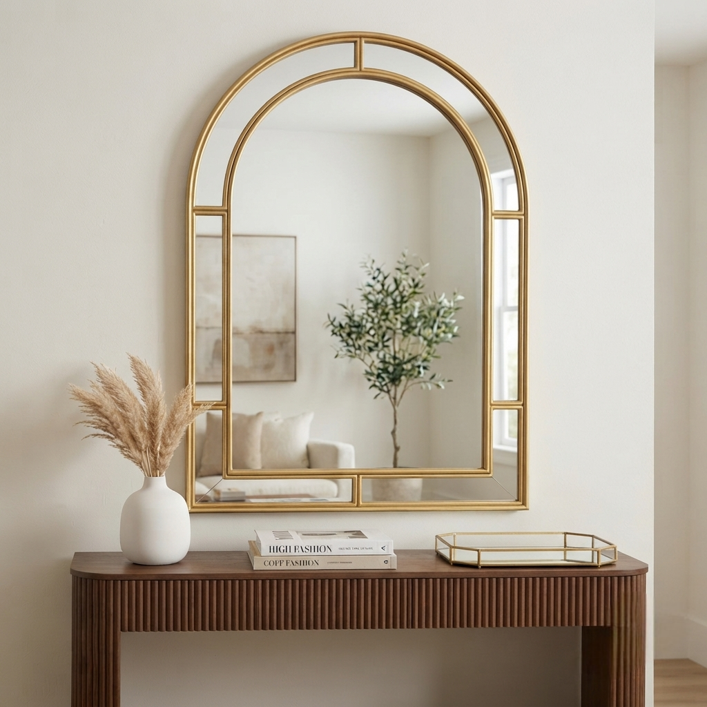 Arched Gold Frame Decorative Mirror 61 × 91 cm