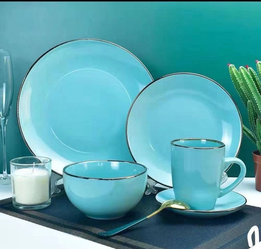 30-piece Ceramic dinner set with cups, saucers, bowls, side plates, and dinner plates.