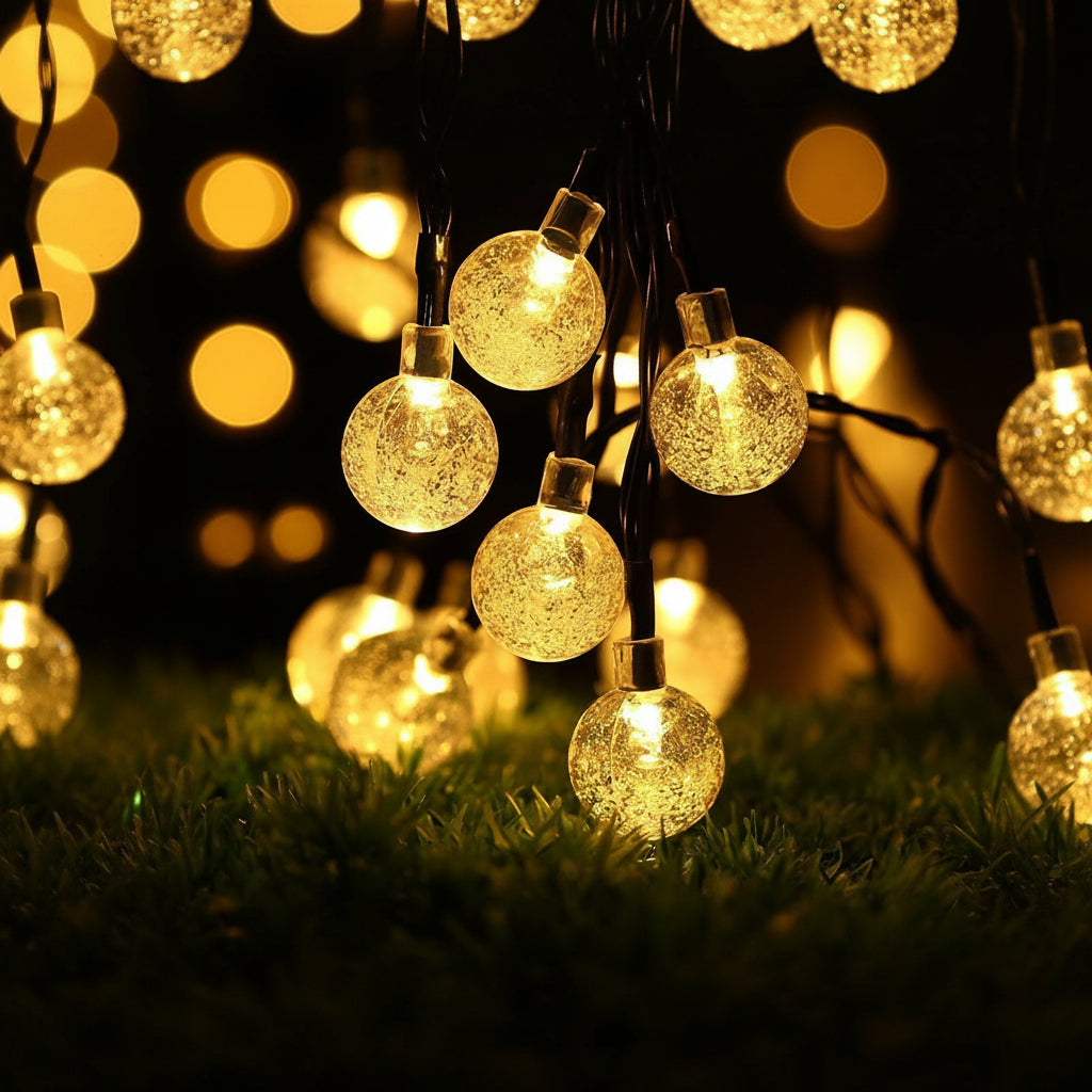 Solar Powered Outdoor Ball String Christmas Lights 12M, 100 Balls