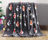 Flannel Christmas Throw  Snowflake Printed Winter Blanket