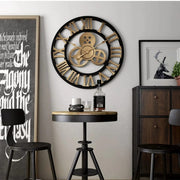 Non moving gears vintage wall clock with decorative industrial design for stylish home and office décor.