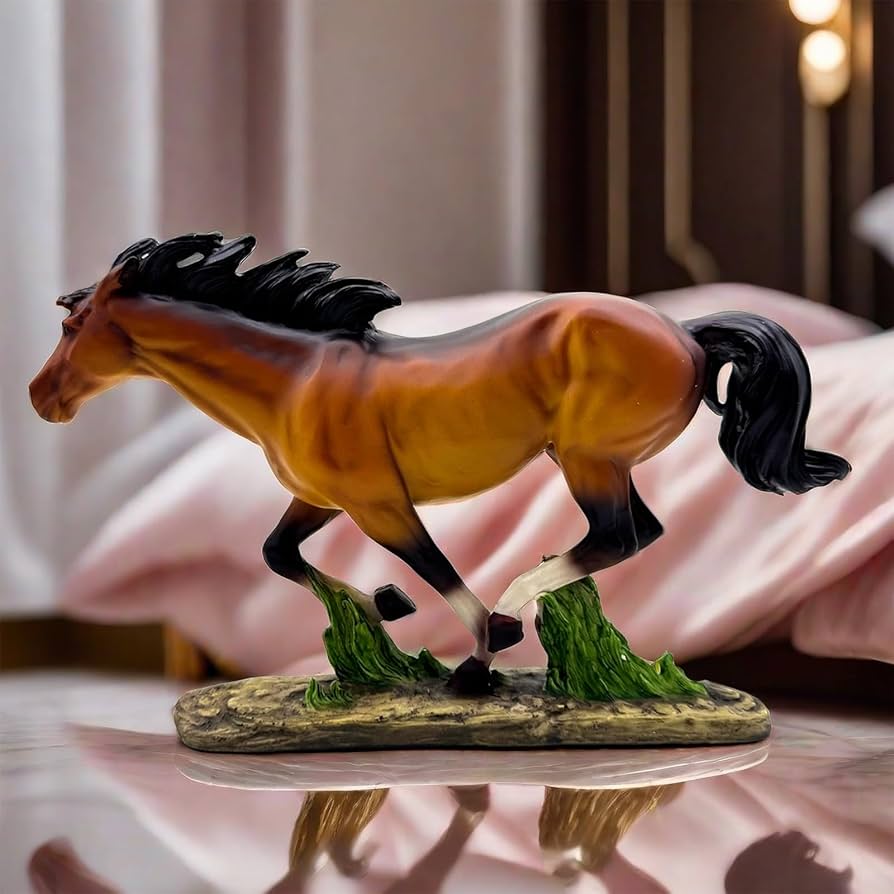34 cm brown horse statue designed as an elegant decorative figurine for home or office display. 🐎✨