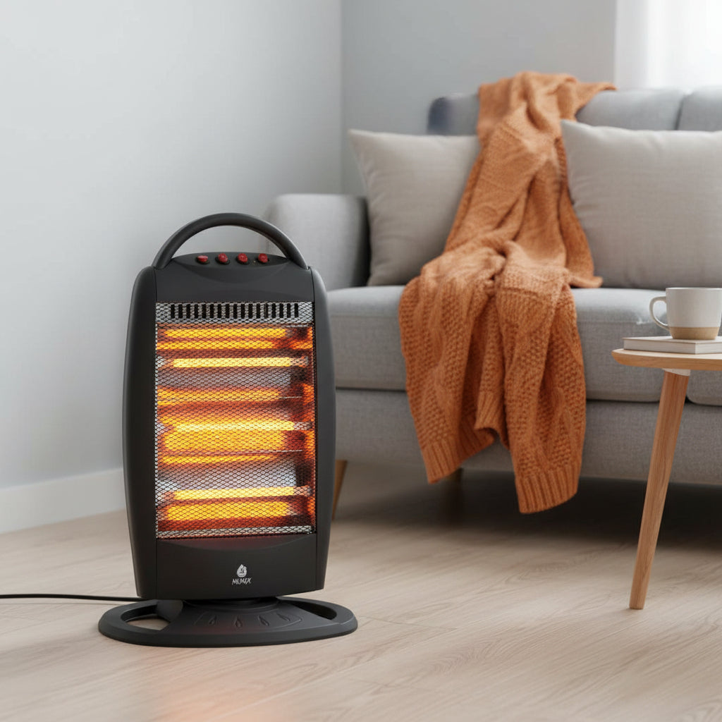 Nunix HQ1250 ceramic quartz room heater with four heating tubes and safety protection