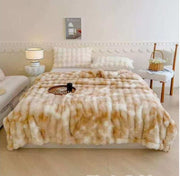 Soft bubble winter throw blanket 180×200 cm in brown and grey for cozy home use