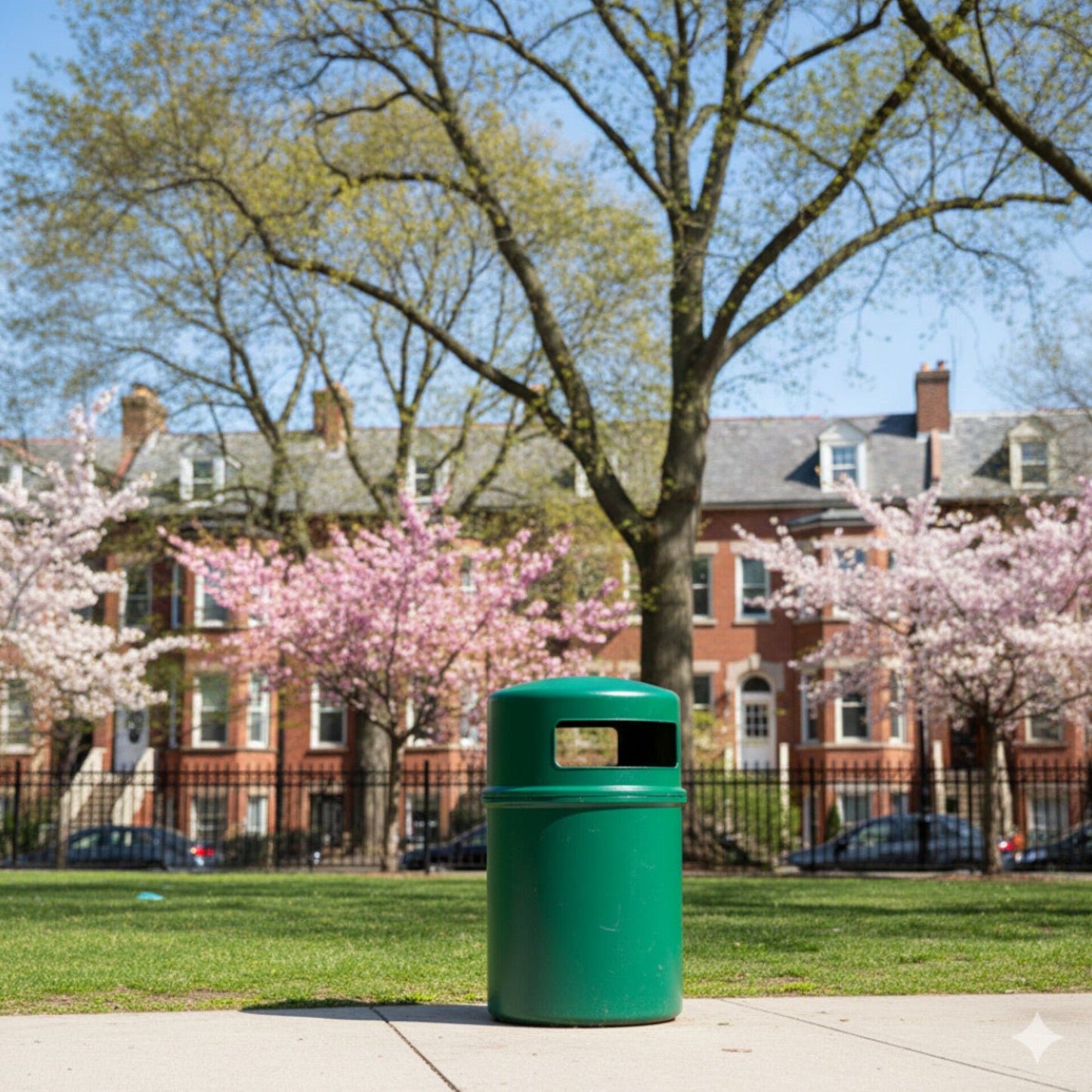 90L Cylindrical Outdoor Waste Bin — Domed Lid with Side Access Port