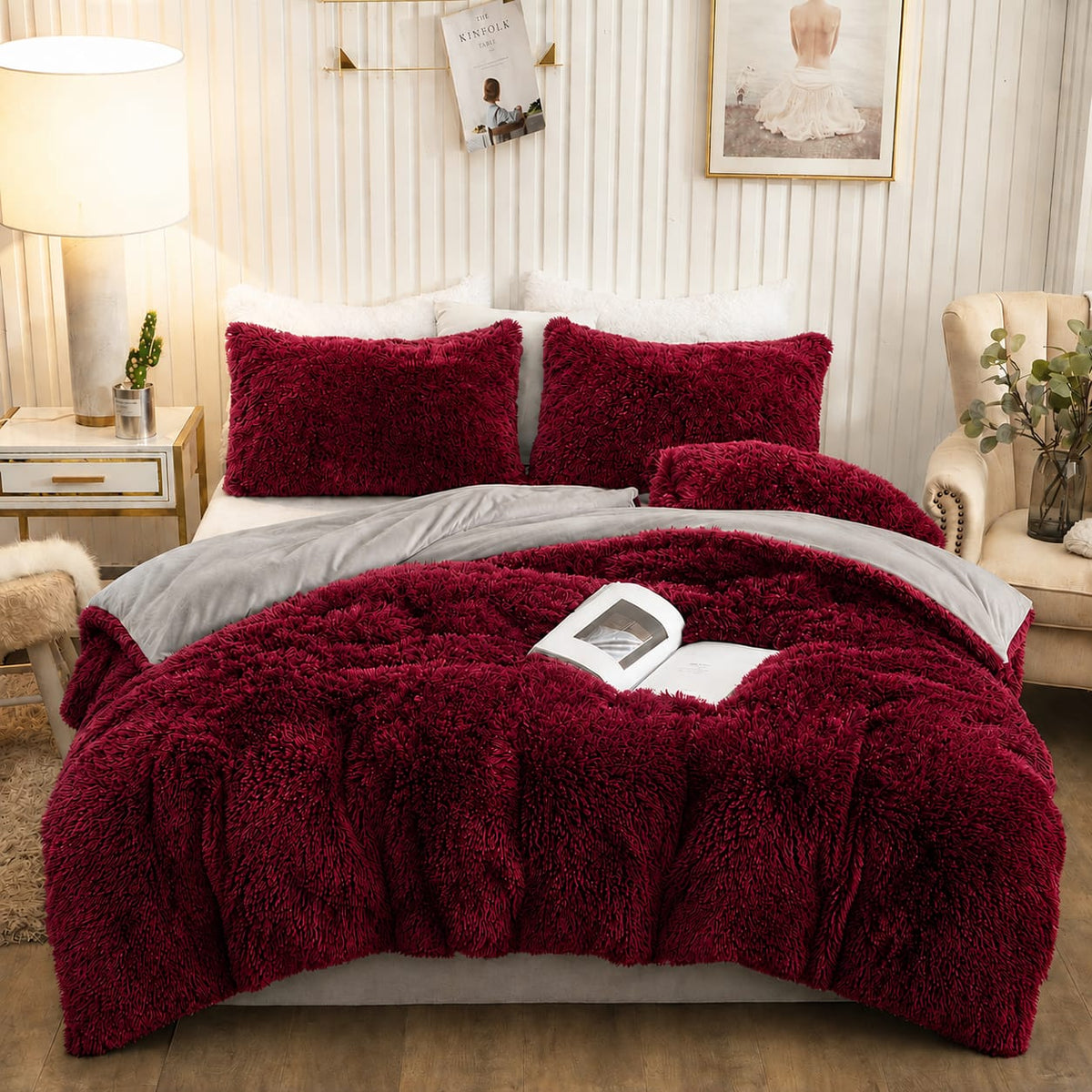 6Pc Plush Fluffy Duvet Bedding Set 6 × 7 ft