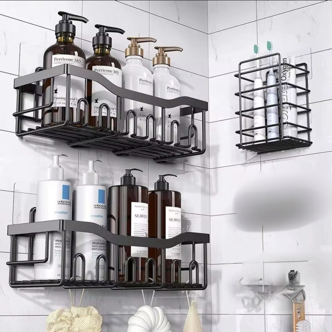 3 Pieces Rustproof shower caddy bathroom organizer with adhesive installation
