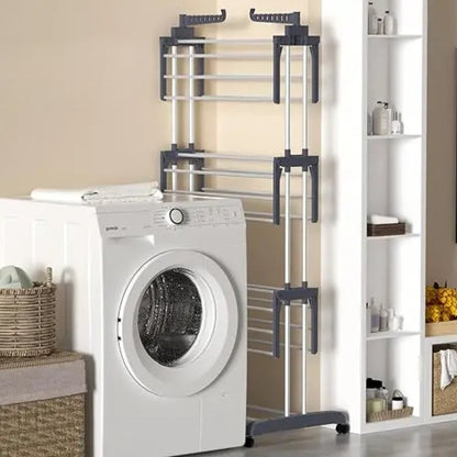 4 Tier Foldable Clothes Drying Rack Grey