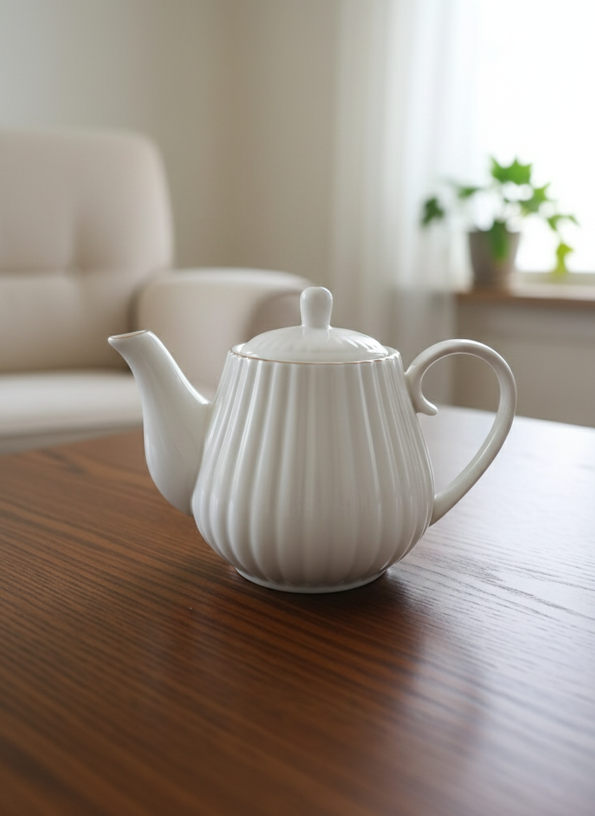 1.5L Ceramic tea pot for brewing and serving tea.