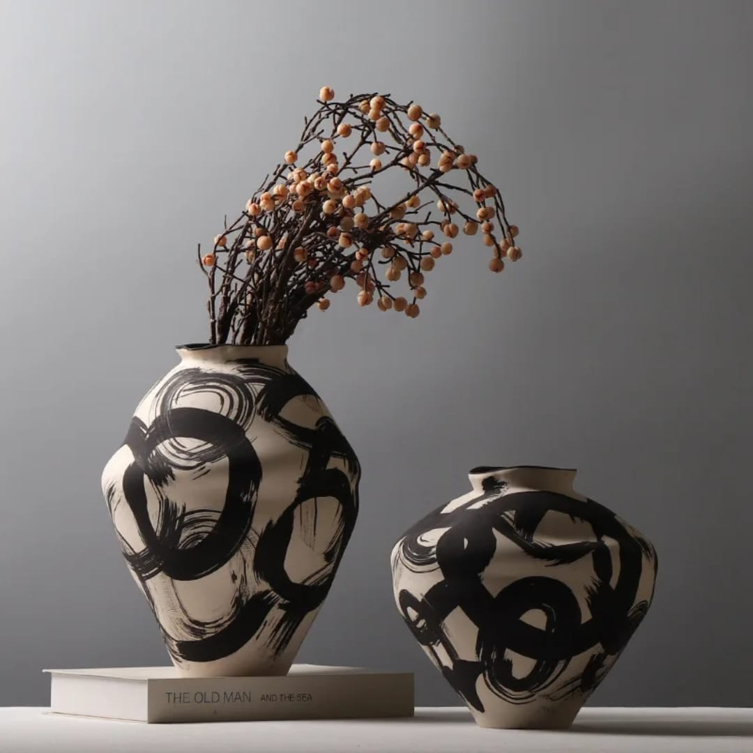 Artistic Vase Set 2pcs Bold Statement Decorative Floor Vases