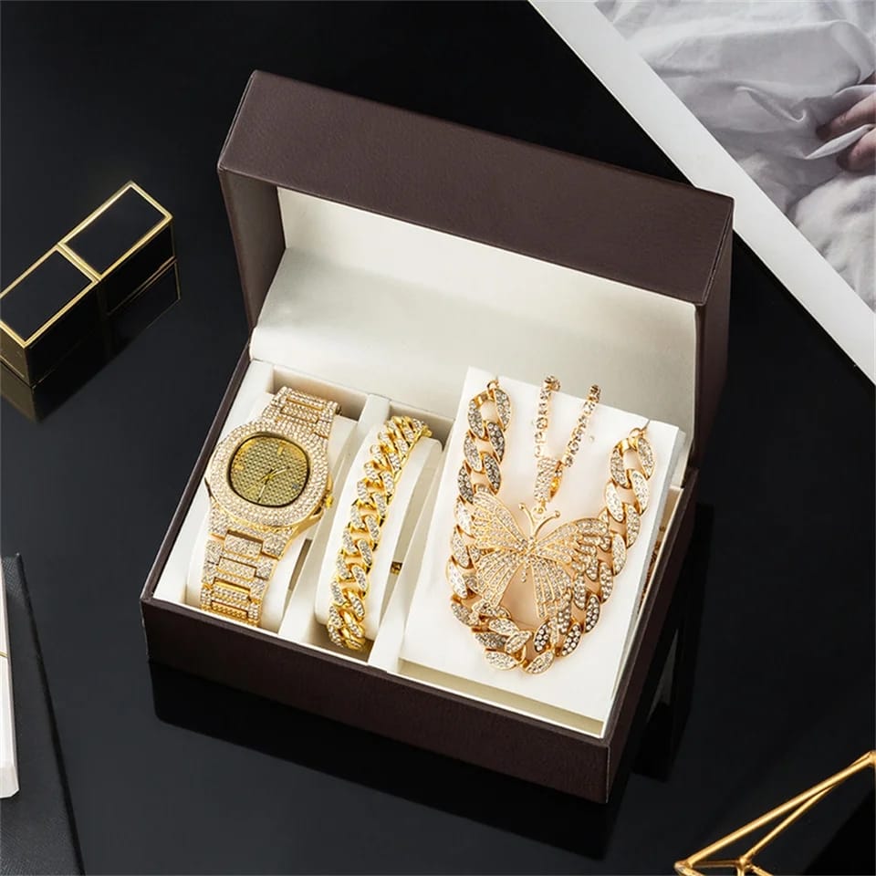 4Pcs Ladies Diamond Jewelry Gift Set