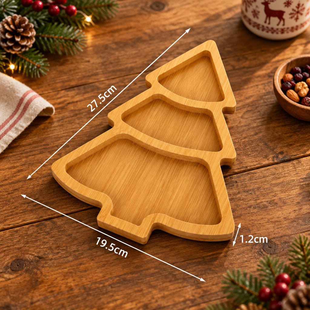 3Pc Wooden Christmas Trays | Christmas Bamboo Dessert Boards