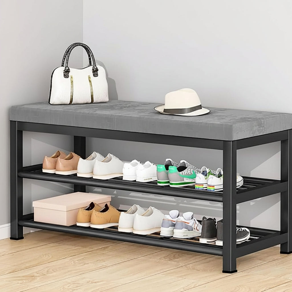 3 Tier Shoe Storage Bench with Padded Seat