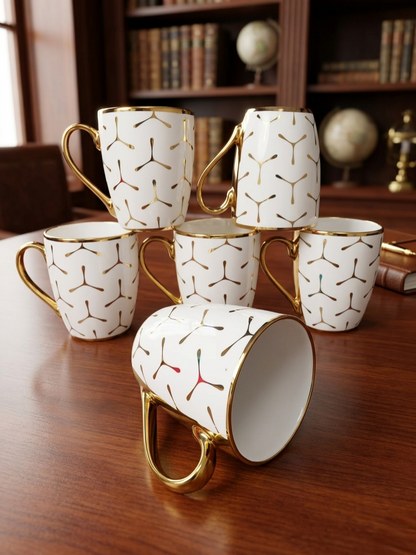 6-Piece breakfast cups set for tea and coffee
