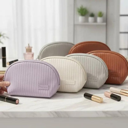 Portable Waterproof Makeup Bag – PU Leather Cosmetic Pouch for Women Travel and Daily Use Organizer