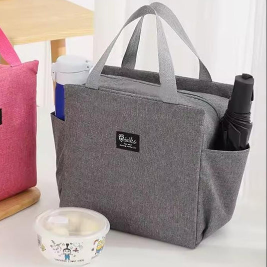 large capacity cooler thermal lunch bag in black, navy blue, and grey