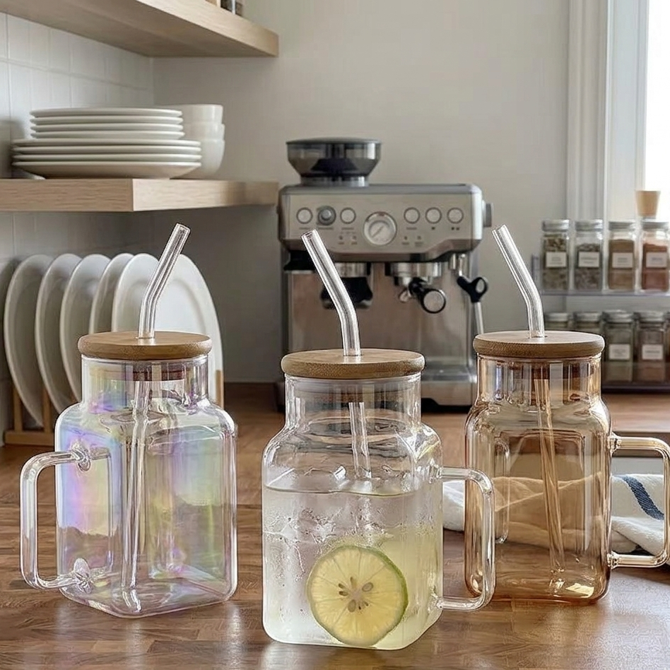 550ml Juice Cup With Straw And Handle