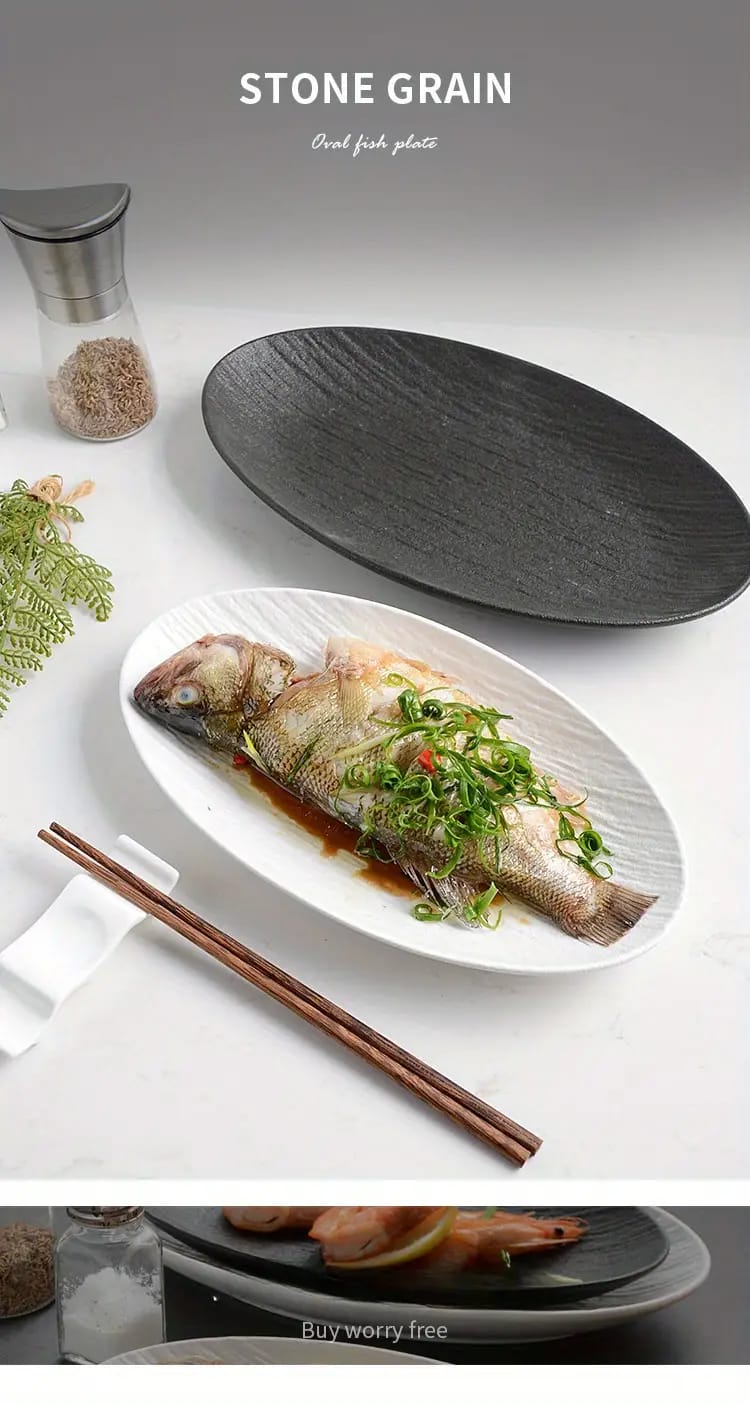 12 Inch Rock Stone Pattern Fish Plate