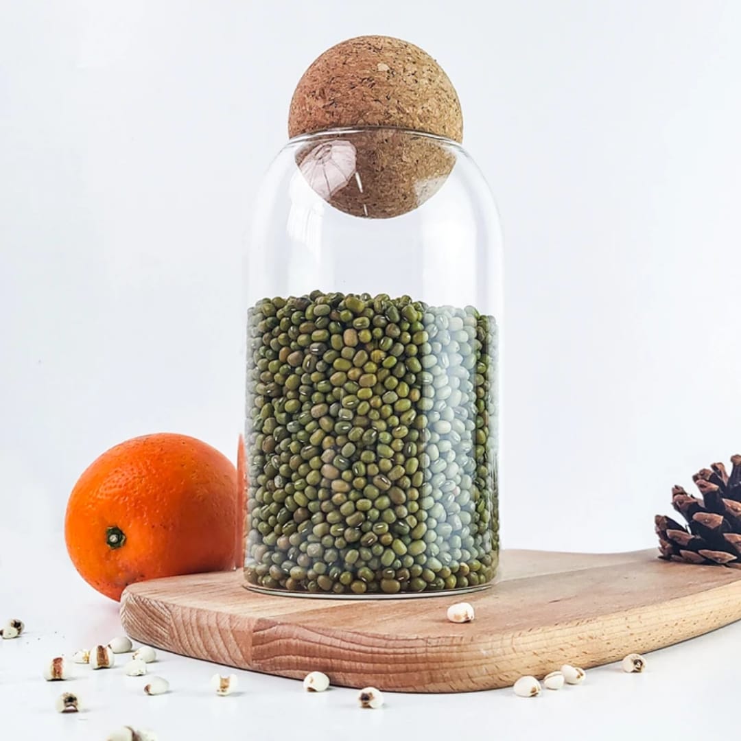3pcs Glass Storage Jars with Cork Lids