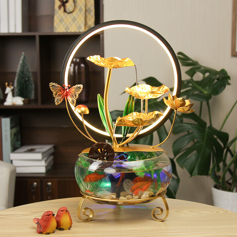 LED Tabletop Water Fountain with Fish Tank